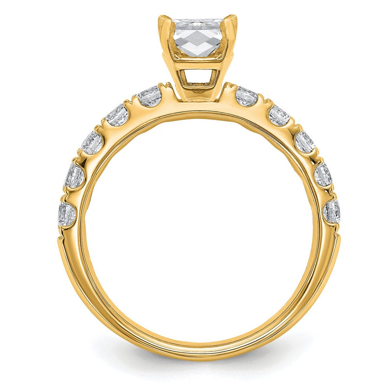 14K Yellow Gold Certified 1 3/4 carat Lab Grown Diamond VS+ F+ Emerald Complete Engagement Ring