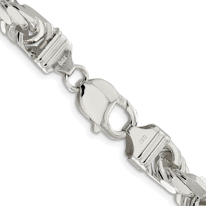 Sterling Silver Rhodium-plated 9.0mm Diamond-cut Rope 28 Inch Chain