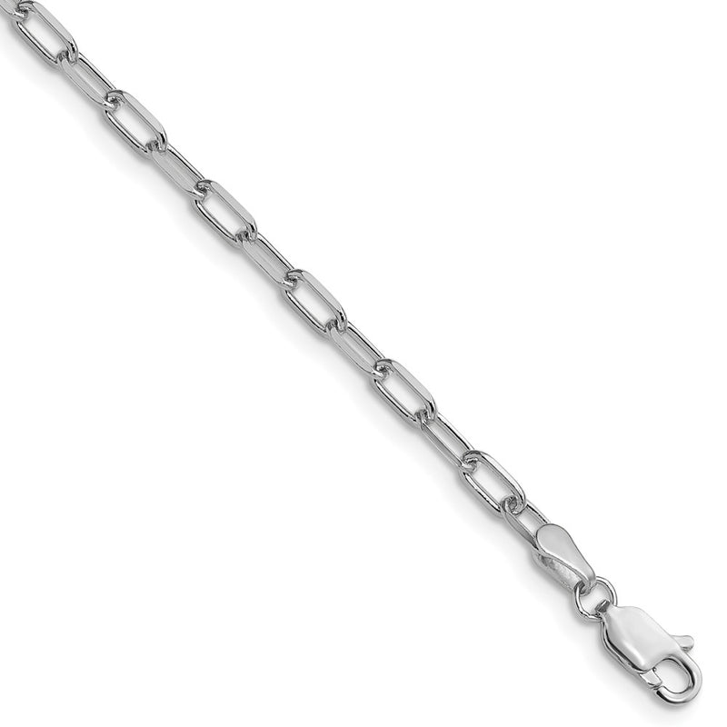 14K White Gold 3.0mm Solid Beveled Paperclip 26 Inch Chain