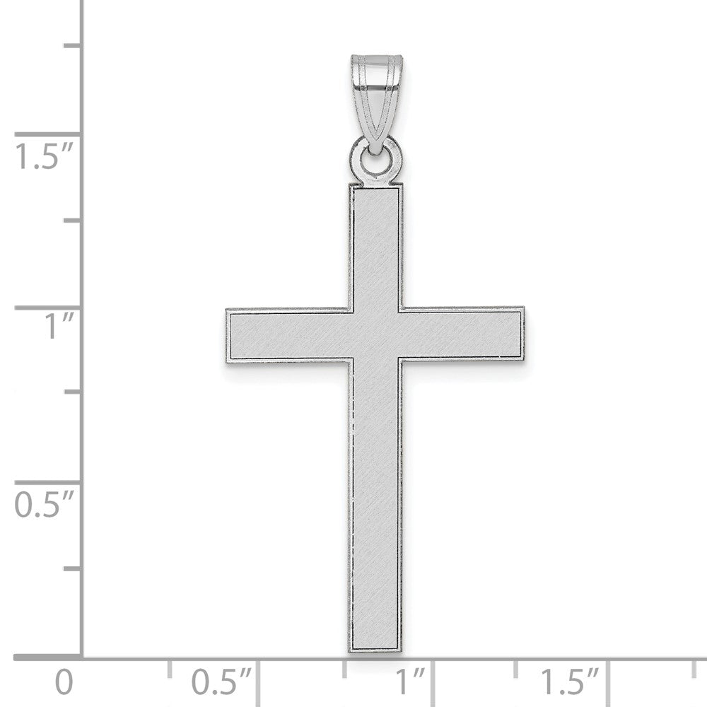 14K White Gold Florentine Satin Cross Pendant