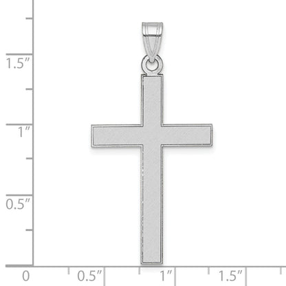 14K White Gold Florentine Satin Cross Pendant