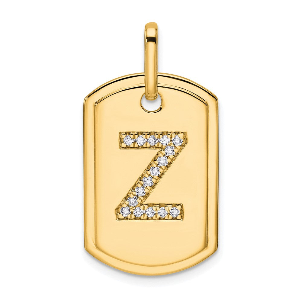 14K Yellow Gold Diamond Initial Z Dog Tag Charm
