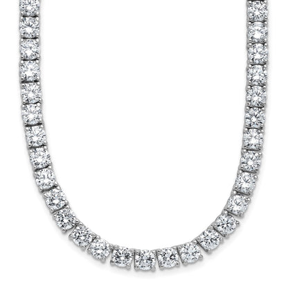 Cheryl M Sterling Silver Rhodium-plated Polished 5.00mm CZ with Safety Clasp Tennis 24 Inch Necklace