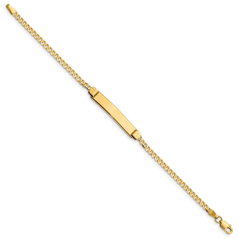 14K Yellow Gold Polished Solid Chain/Solid Plate Curb Link 26x5mm Plate 5.5 Inch Baby/Child ID Bracelet