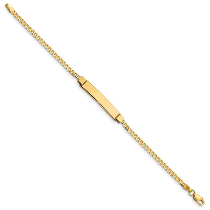 14K Yellow Gold Polished Solid Chain/Solid Plate Curb Link 26x5mm Plate 5.5 Inch Baby/Child ID Bracelet
