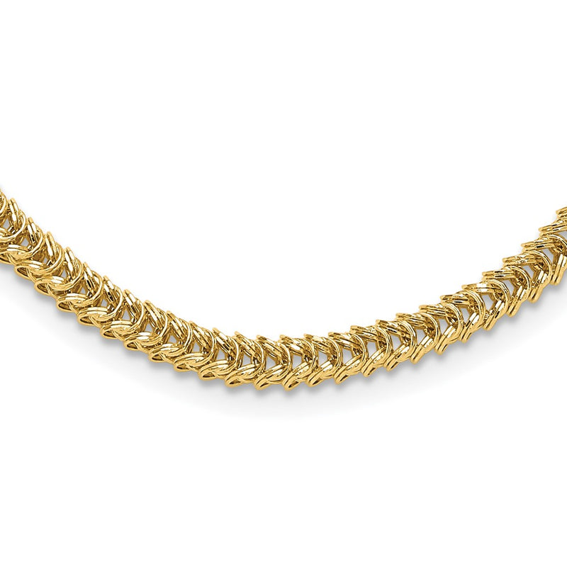 14K Yellow Gold Polished 3.7mm Fancy Link 18 Inch Necklace