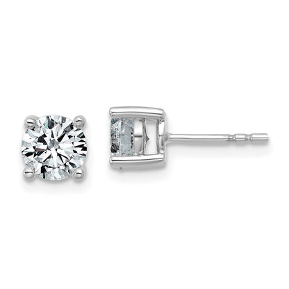 14K White Gold 1 1/2 carat Lab Grown Diamond VS+ F+ Round Complete Four Prong Lightweight Stud Earrings
