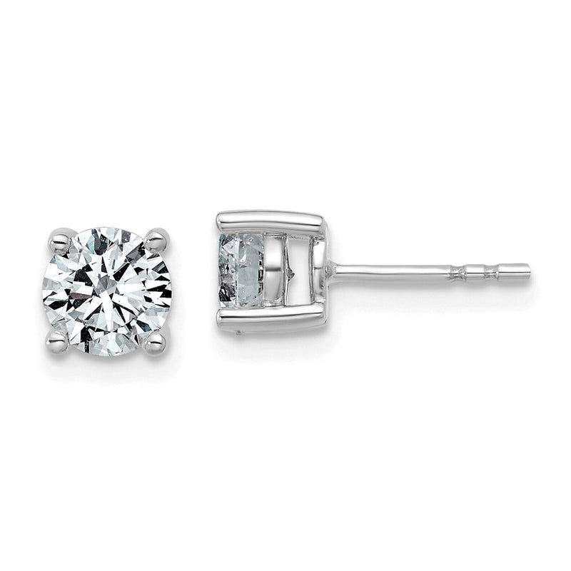 14K White Gold 1 1/2 carat Lab Grown Diamond VS+ F+ Round Complete Four Prong Lightweight Stud Earrings