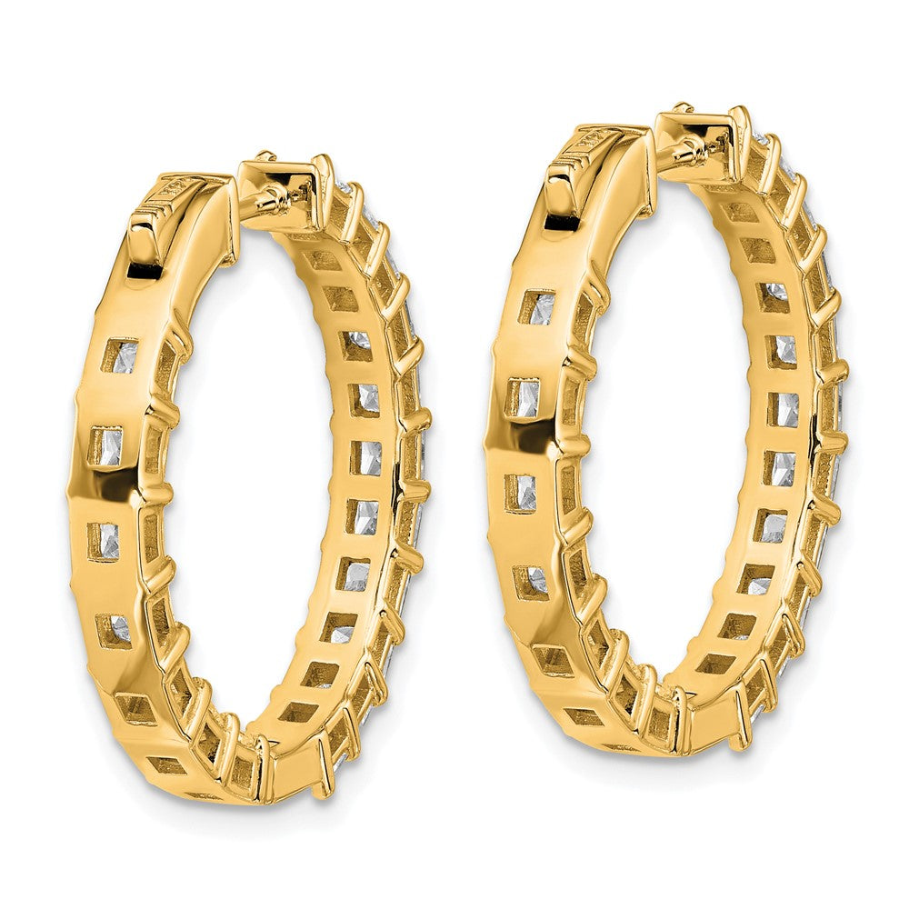 14K Yellow Gold 6 1/8 Lab Grown Diamond VS+ F+ Princess Complete In and Out Hoop Earrings