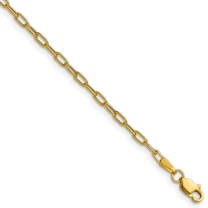 14K Yellow Gold 2.2mm Semi-Solid Beveled Paperclip 20 Inch Chain