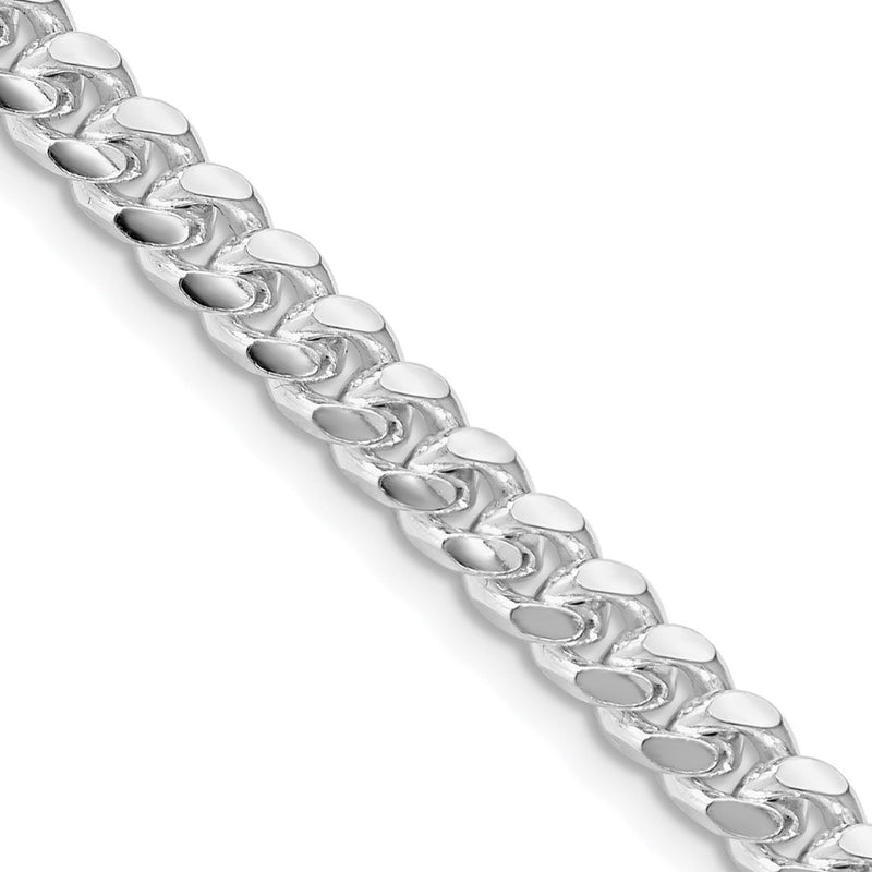 Sterling Silver Rhodium-plated 5mm Domed w/ Side D/C Curb 26 Inch Chain