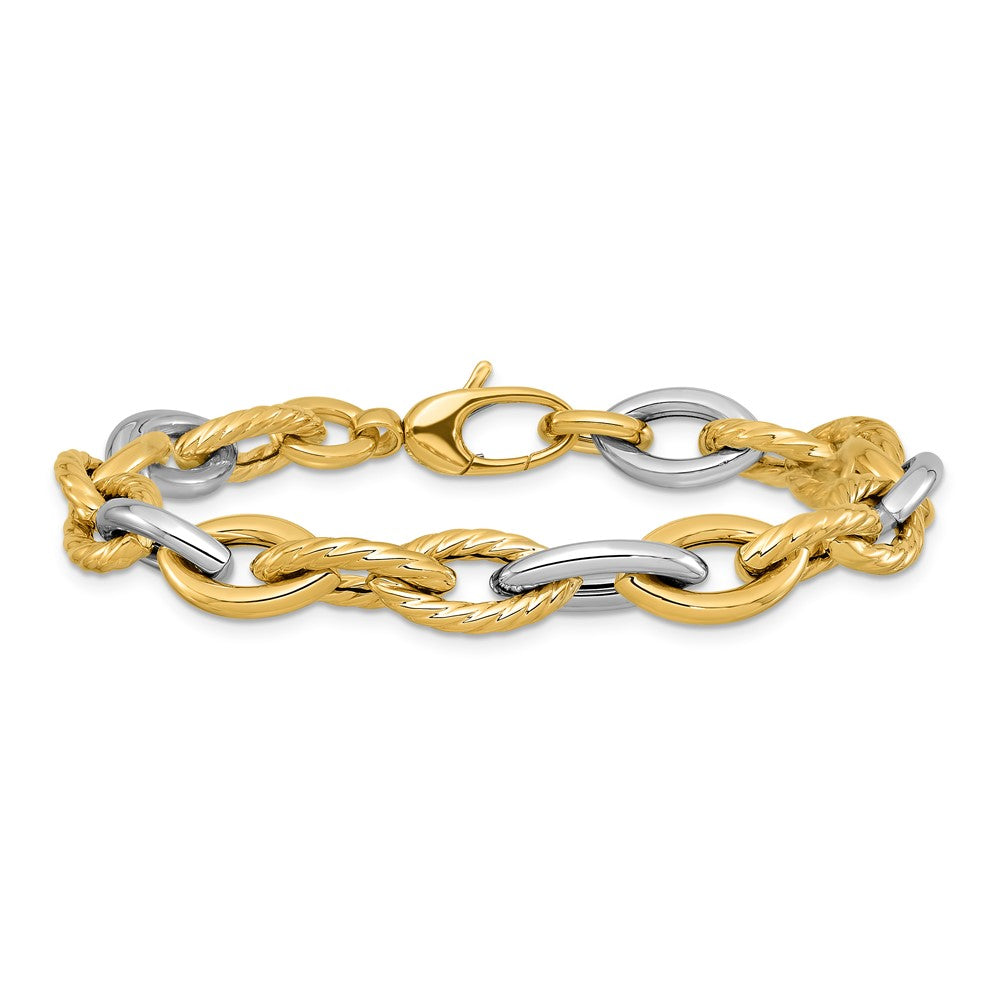 14K Two-Tone Gold Two-tone Polished Fancy Link 7.5 Inch Bracelet