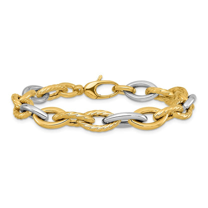 14K Two-Tone Gold Two-tone Polished Fancy Link 7.5 Inch Bracelet