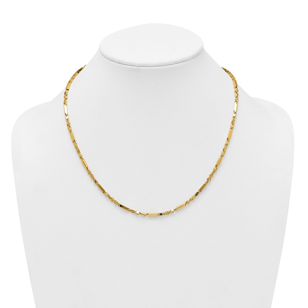 14K Yellow Gold Polished Fancy Bar Link 19.75 Inch Necklace