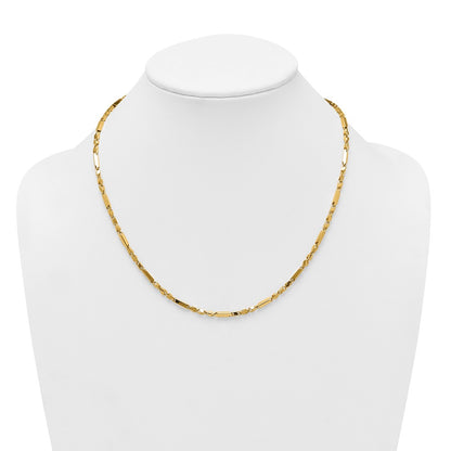 14K Yellow Gold Polished Fancy Bar Link 19.75 Inch Necklace