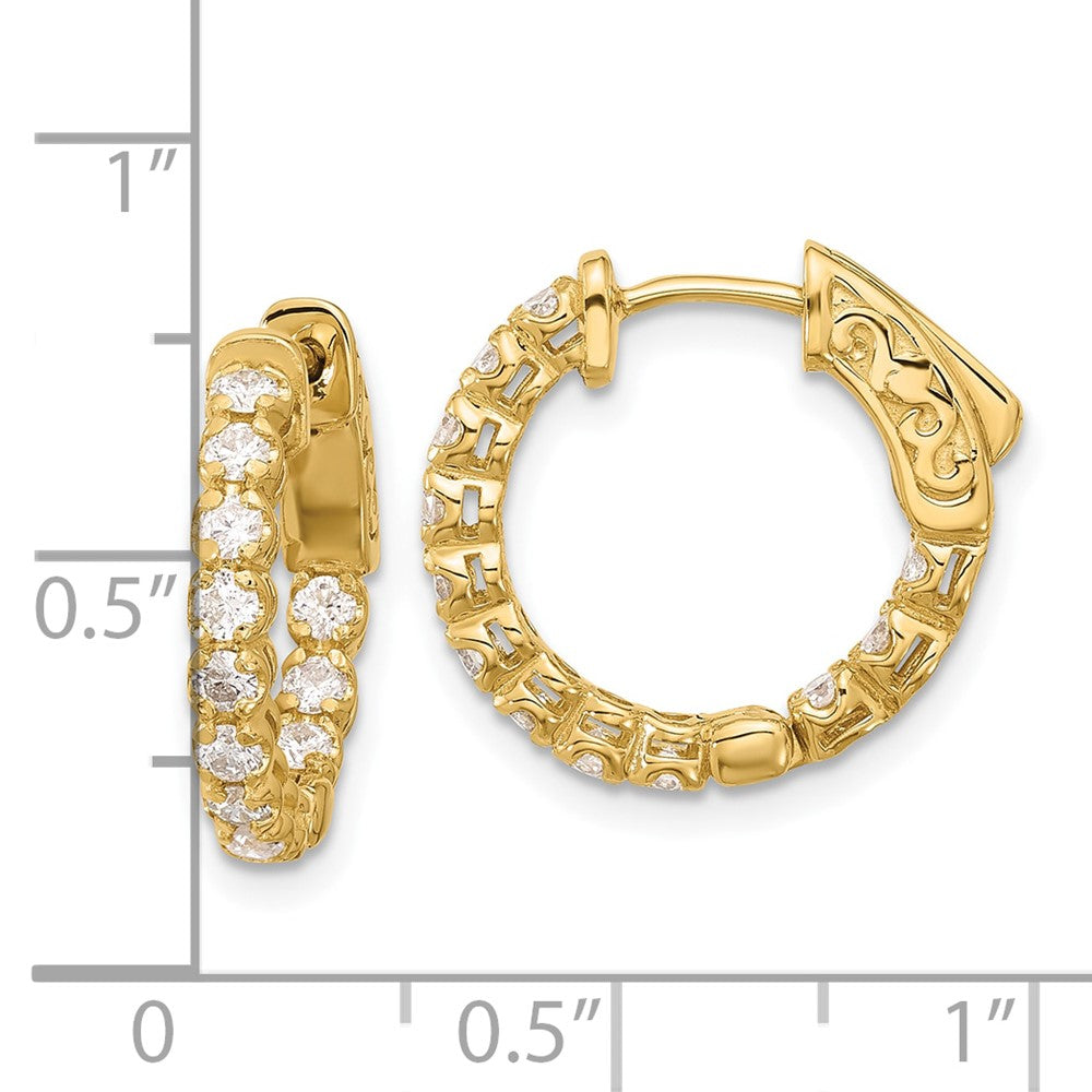 14K Yellow Gold .84 carat Diamond In/Out Hoop w/Safety Clasp Earrings