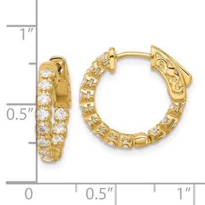 14K Yellow Gold .84 carat Diamond In/Out Hoop w/Safety Clasp Earrings