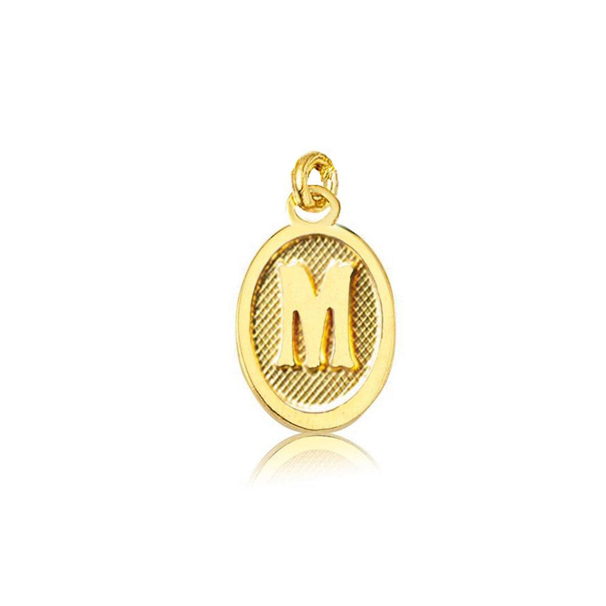 14K Yellow Gold Oval Initial M Pendant