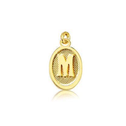 14K Yellow Gold Oval Initial M Pendant
