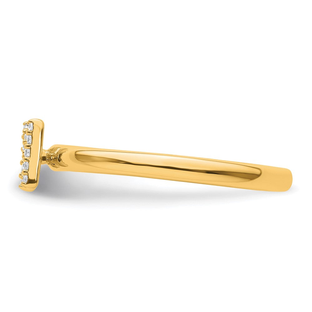 14K Yellow Gold Stackable Diamond Initial N Size 7 Ring