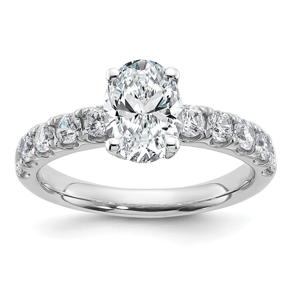 14K White Gold Certified 2 3/4 carat Lab Grown Diamond VS+ F+ Oval Complete Engagement Ring