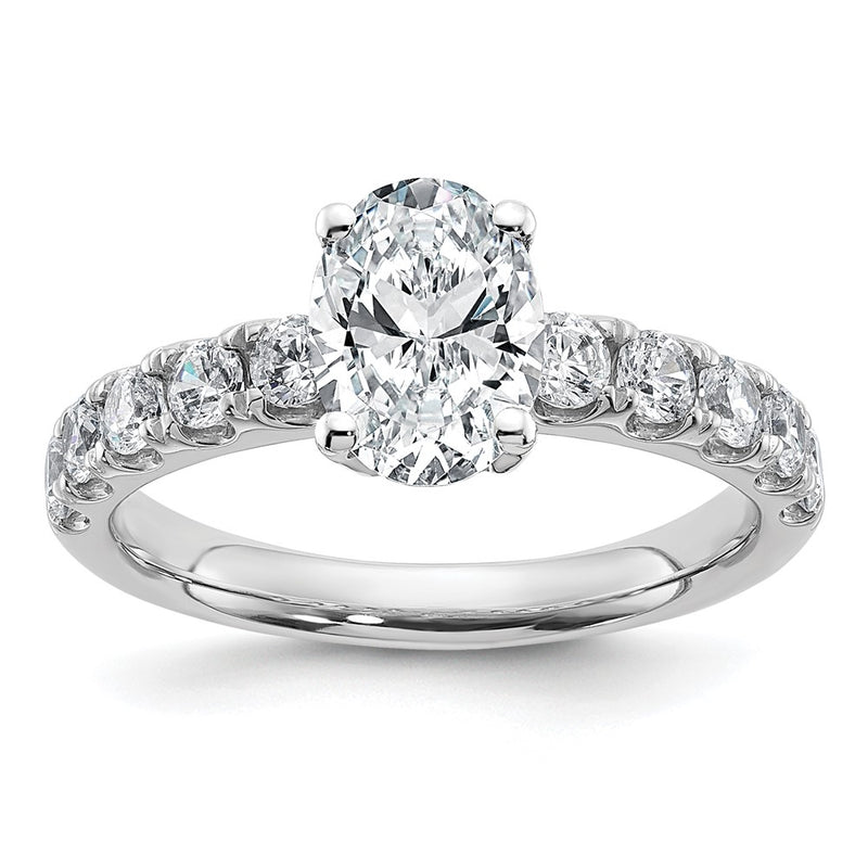14K White Gold Certified 2 3/4 carat Lab Grown Diamond VS+ F+ Oval Complete Engagement Ring