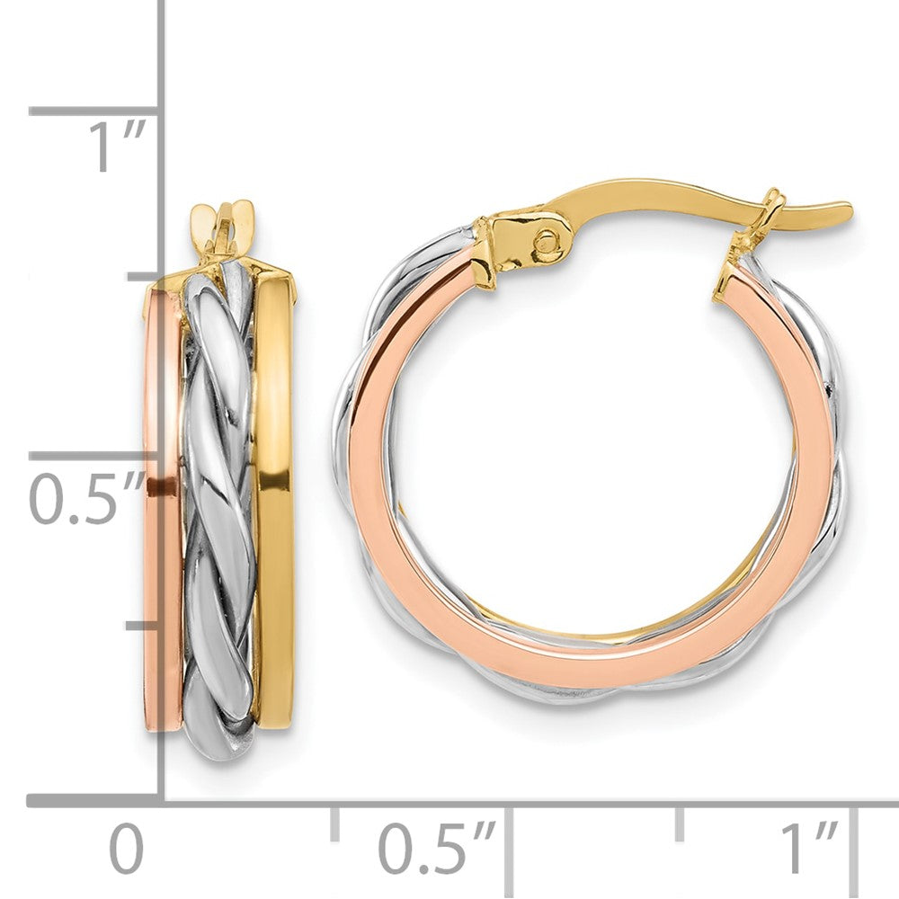 14K Tri-Color Gold Tri-color Polished Hoop Earrings