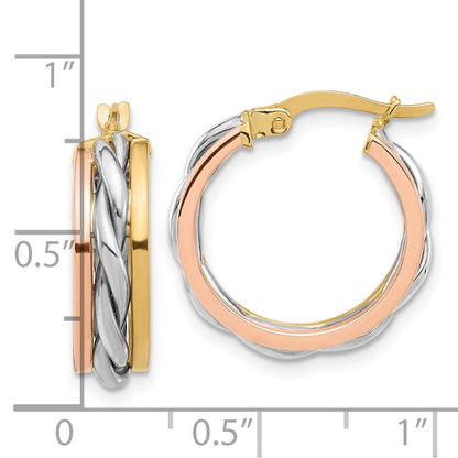 14K Tri-Color Gold Tri-color Polished Hoop Earrings