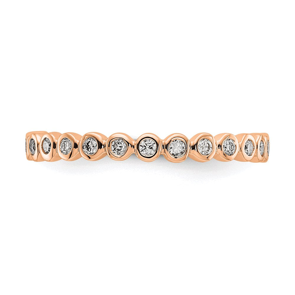14K Rose Gold Polished 1/3ct Bezel Set Diamond Eternity Wedding Band Ring