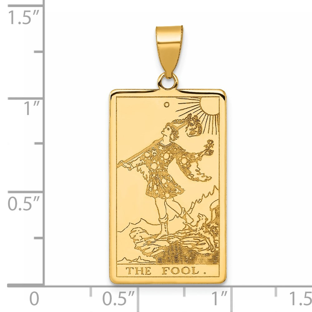 14K Yellow Gold The Fool Tarot Card Pendant