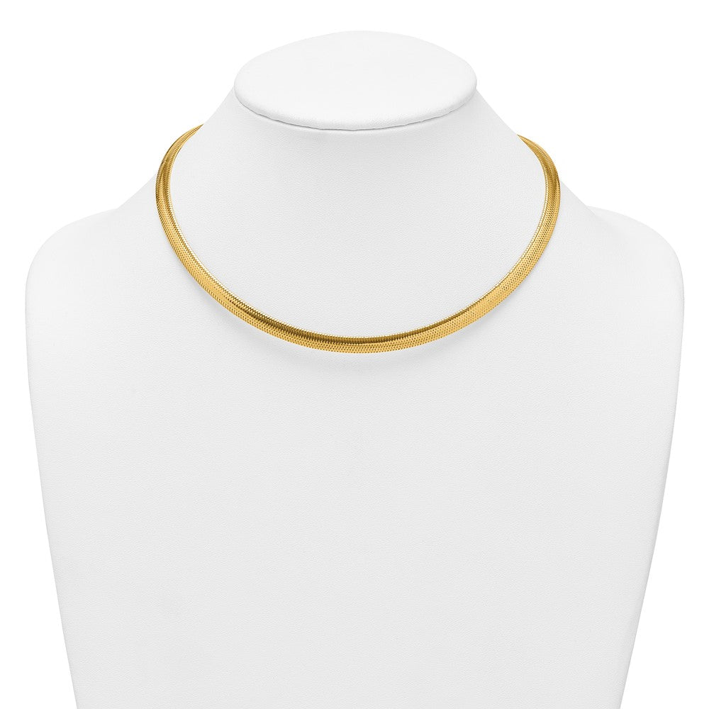 14K Yellow Gold Polished 6.1mm Woven Mesh 17 Inch Necklace