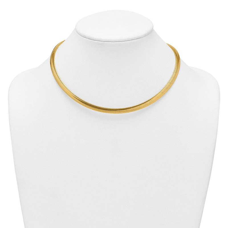 14K Yellow Gold Polished 6.1mm Woven Mesh 17 Inch Necklace