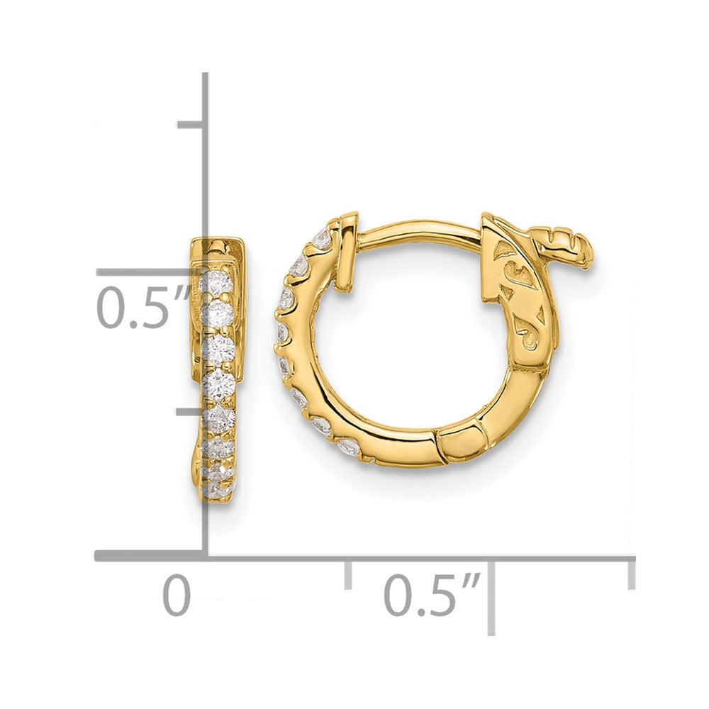 14K Yellow Gold .24 carat Diamond Round Hoop w/Safety Clasp Earrings