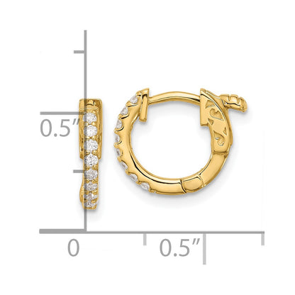 14K Yellow Gold .24 carat Diamond Round Hoop w/Safety Clasp Earrings