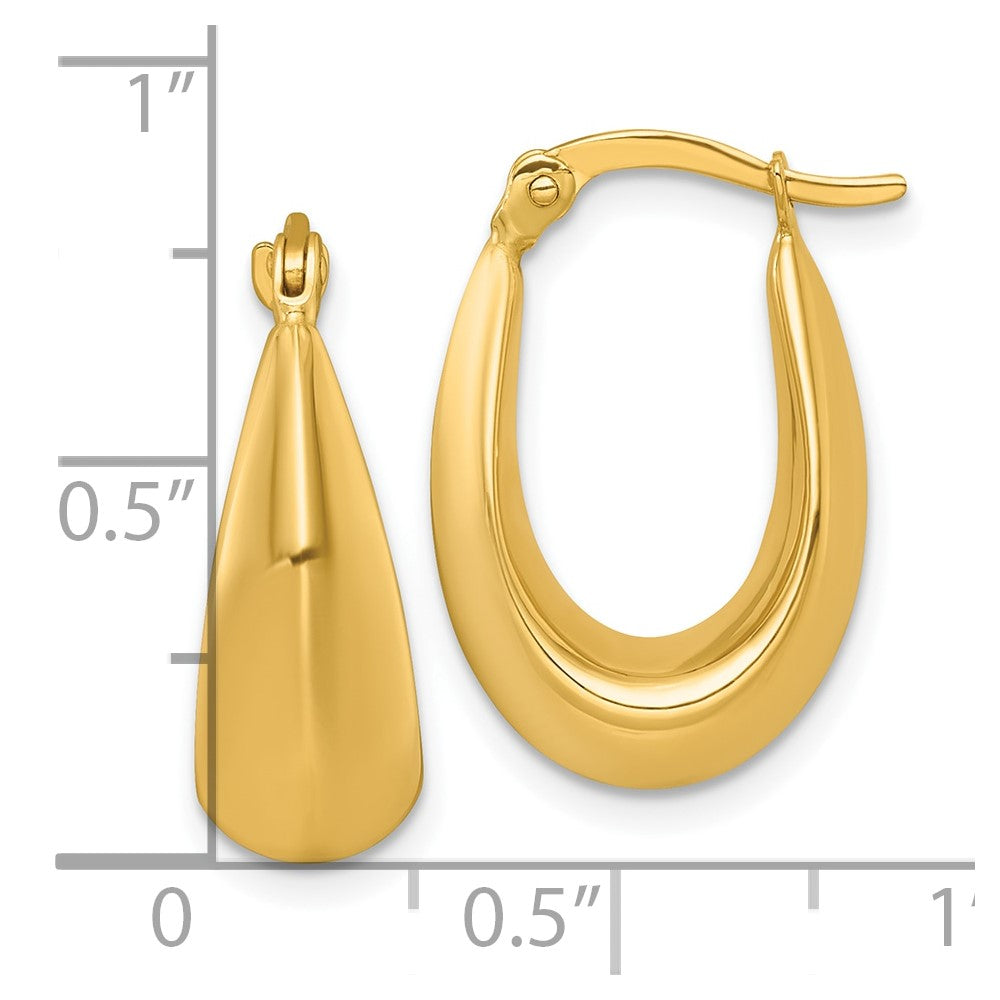 14K Yellow Gold Polished Tapered Hollow Hoop Earrings