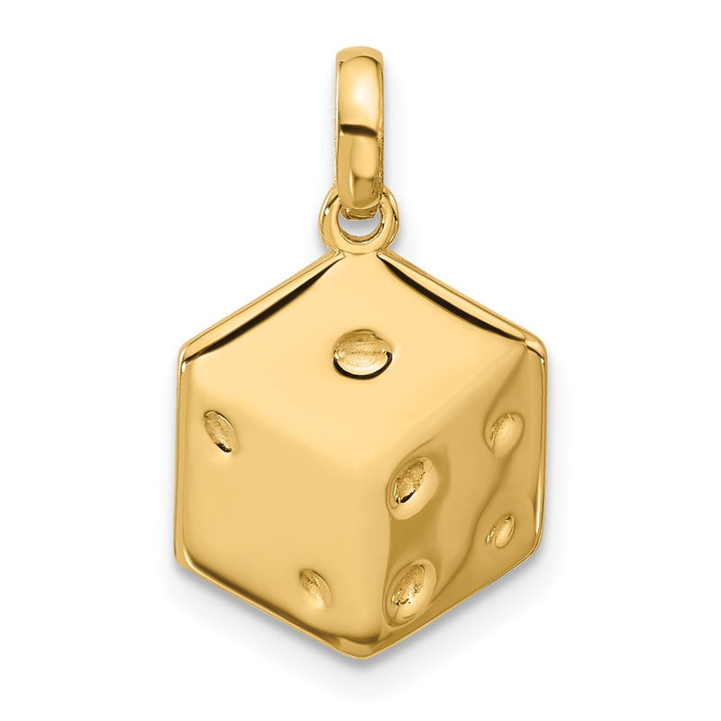 14K Yellow Gold Polished Dice Charm