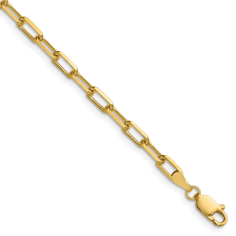 14K Yellow Gold 3.5mm Solid Beveled Paperclip Chain Bracelet