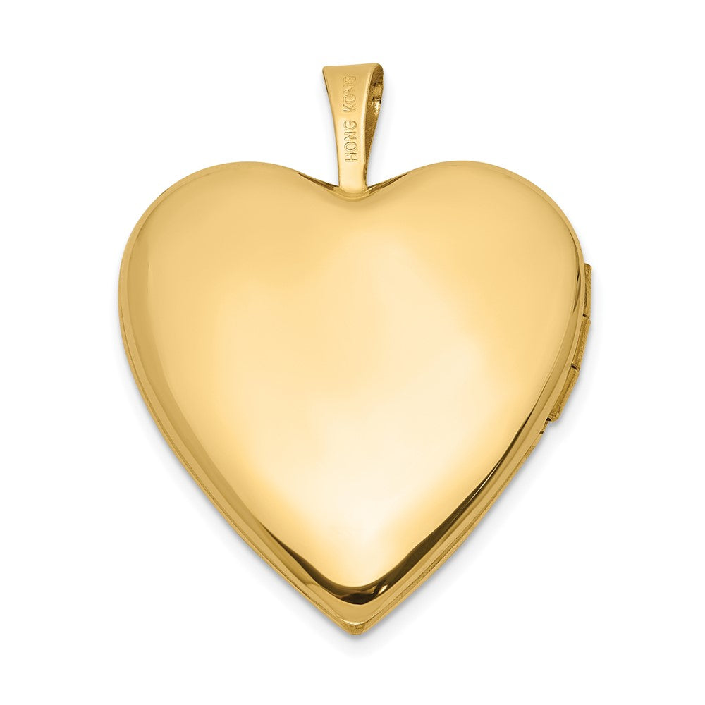 14K Yellow Gold Polished Diamond FOREVER IN MY HEART Script 20mm Heart Locket