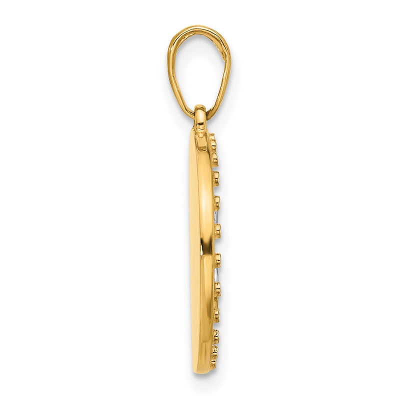 14K Yellow Gold and Rhodium Diamond-cut It's A Girl Pendant