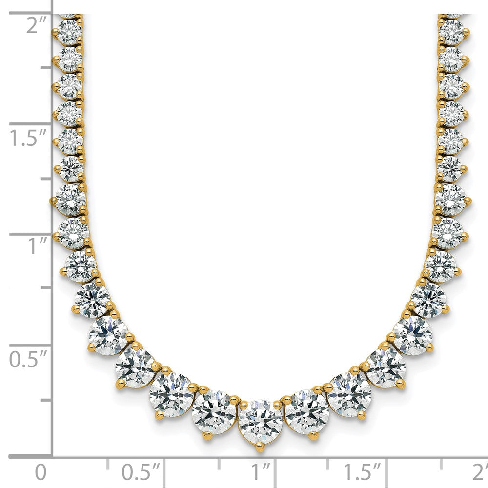 14K Yellow Gold 11 5/8 carat Lab Grown Diamond VS+ F+ Complete Round 20 Inch Graduated Tennis Necklace