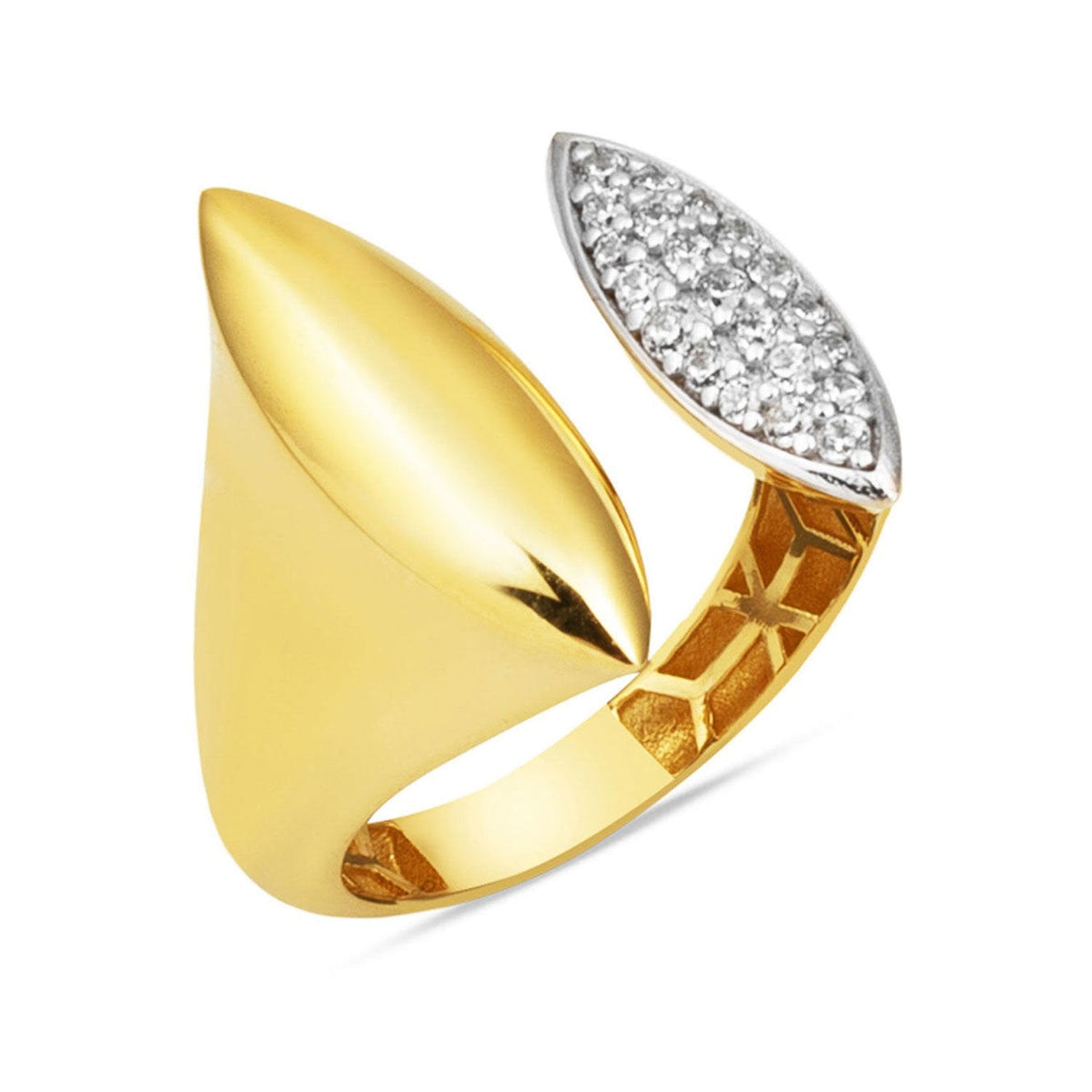 14K Yellow Gold Marquise Twin Cubic Zirconia Ring
