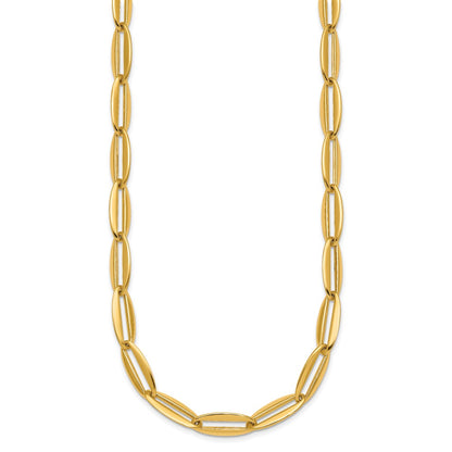 14K Yellow Gold Polished 7mm Long Oval Link 18 Inch Necklace