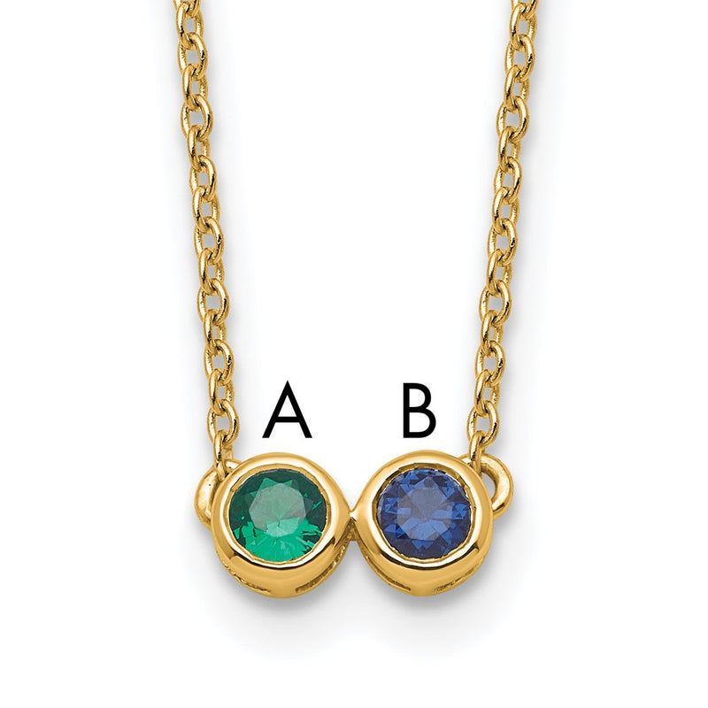 14K Yellow Gold 2 Genuine Birthstone Complete Family Necklace