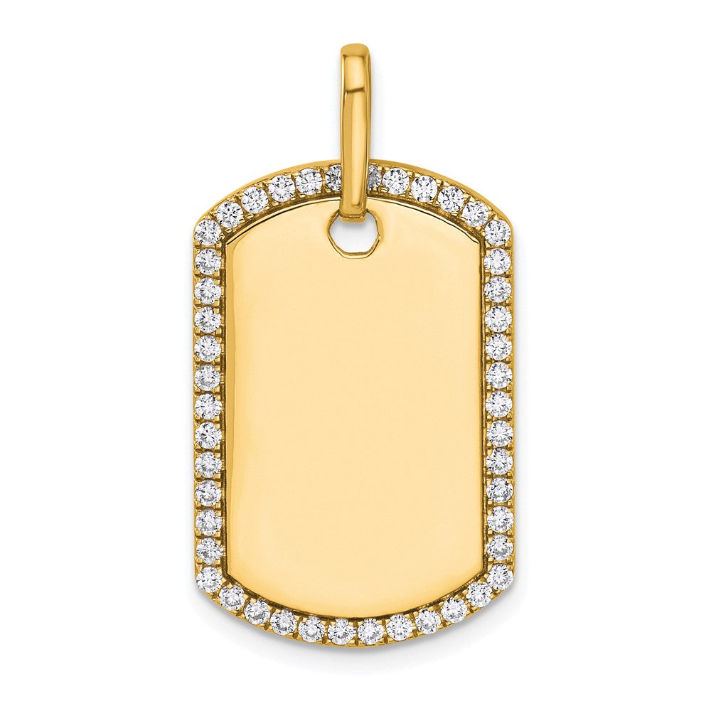 14K Yellow Gold Personalized Diamond Dog Tag Charm