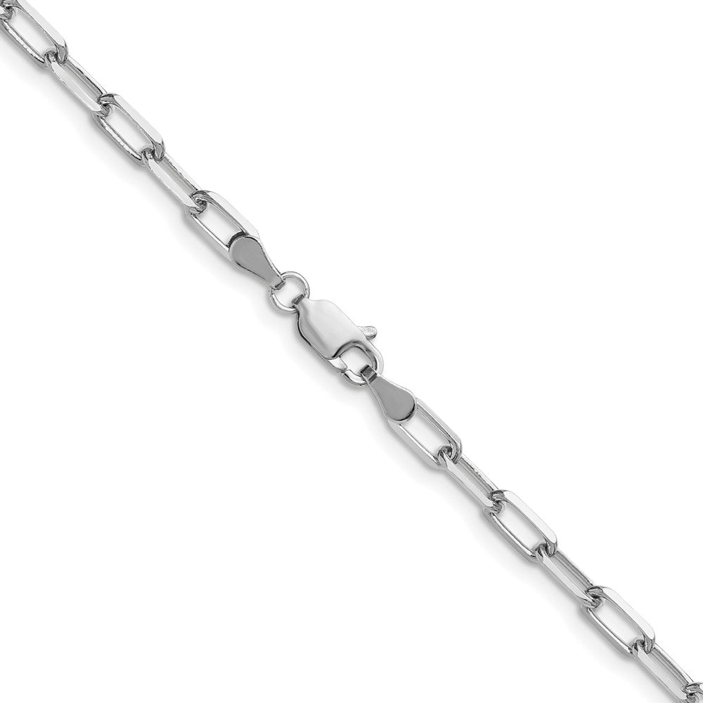 14K White Gold 3.5mm Solid Beveled Paperclip Chain Necklace