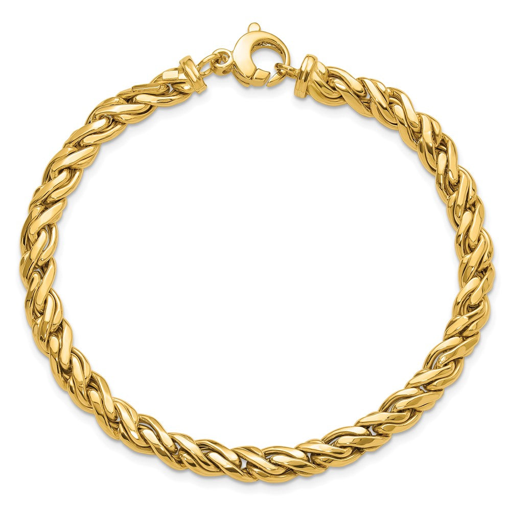 14K Yellow Gold Polished 6.00mm Fancy Twist 8 Inch Bracelet