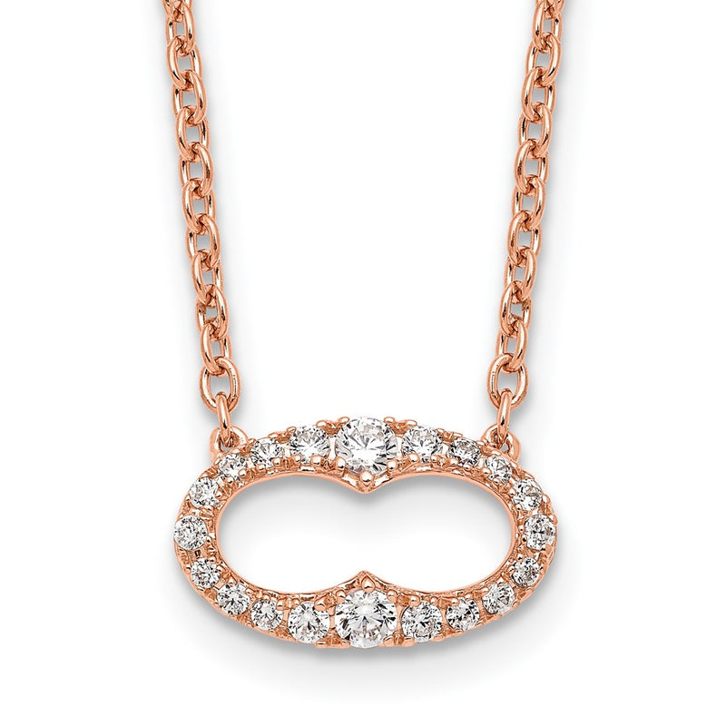 14K Rose Gold 1/4 carat Diamond Oval 18 Inch Necklace