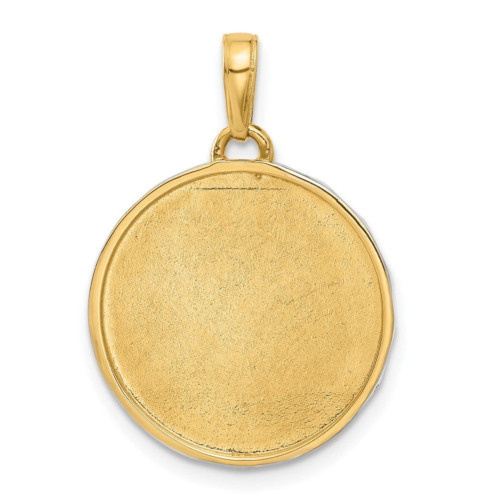 14K Yellow Gold and Rhodium Diamond-cut It's A Girl! Disc Pendant