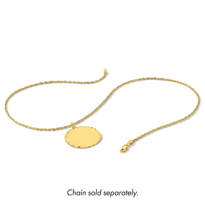 14K Yellow Gold Etched Edge .018 Gauge Engravable Round 26.6mm Disc Charm