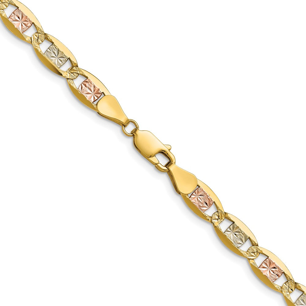 14K Tri-Color Gold 6.1mm Tri-color Gold Pav‚ Valentino Chain Necklace